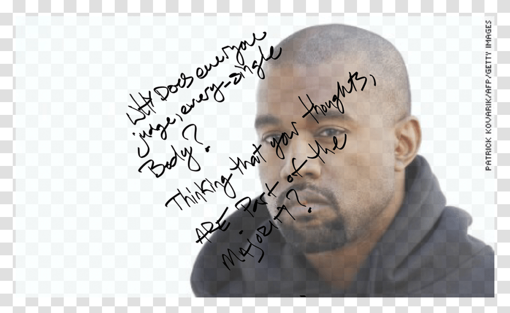 Kanye West Head Writing, Person, Human, Face Transparent Png