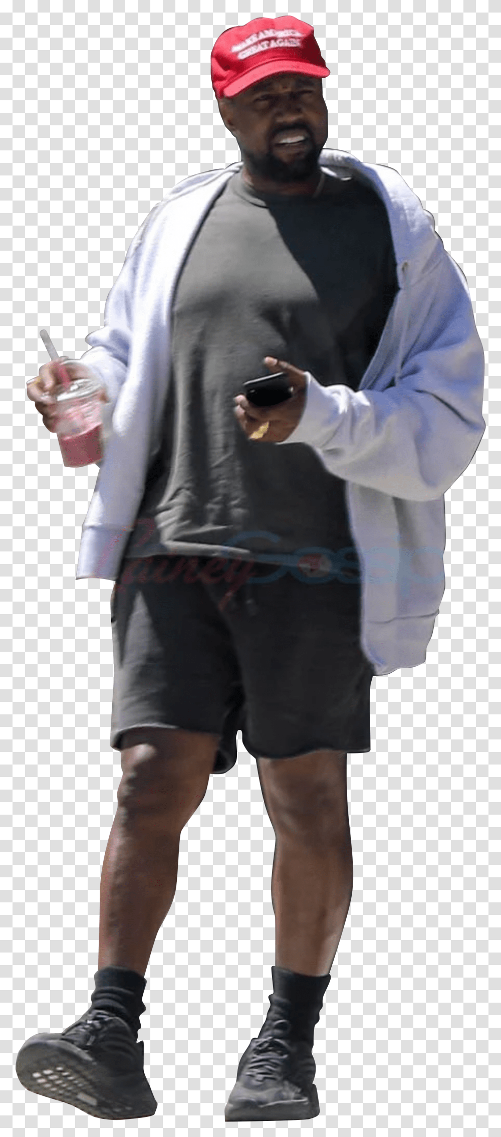 Kanye West In Maga Hat Part 2 Kanye, Clothing, Shorts, Person, Sleeve Transparent Png