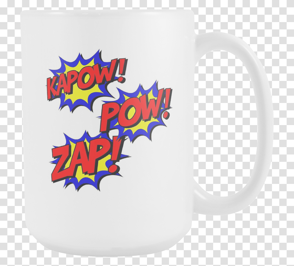 Kapow Zap Pow Comic Book Coffee Mug Mug, Coffee Cup, Glass Transparent Png