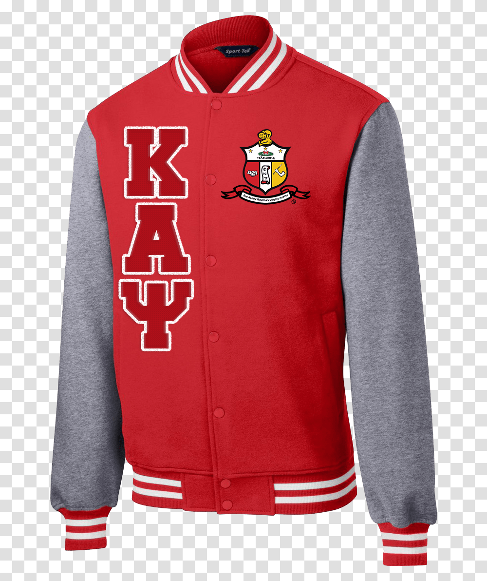 Kappa Alpha Psi Varsity Fleece Jacket Letters Greek Sorority Jacket, Apparel, Sleeve, Long Sleeve Transparent Png