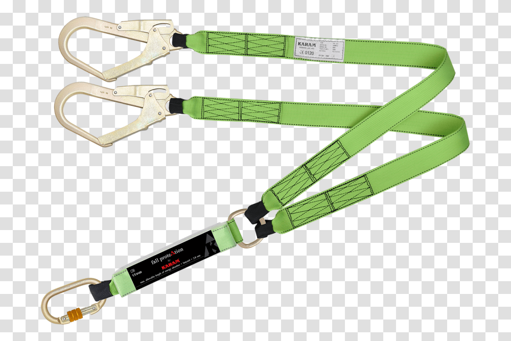 Karam Safety Harness With Double Lanyard Download Double Lanyard Safety Belt, Bow, Strap, Leash Transparent Png