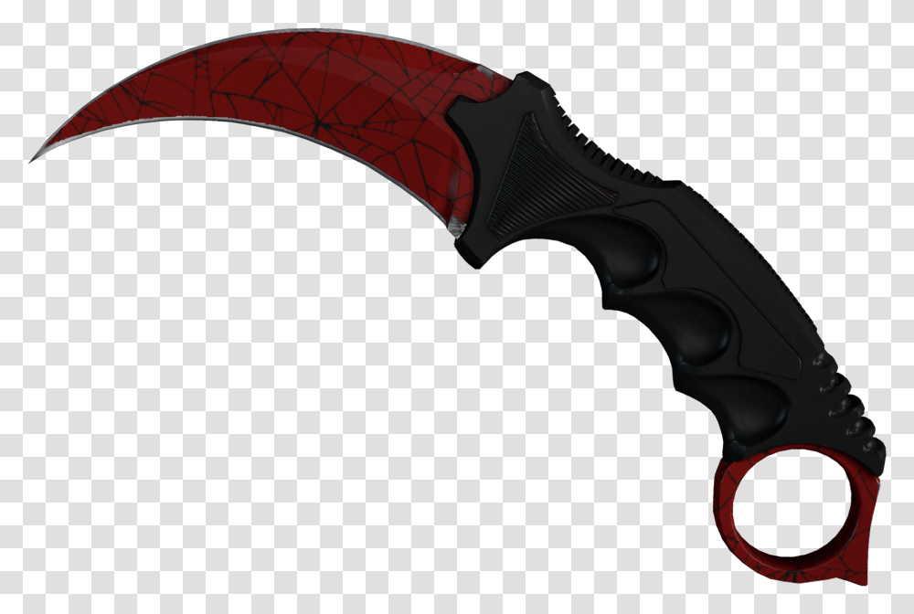 Karambit Crimson Web Csgo Knife, Gun, Weapon, Weaponry, Blade Transparent Png