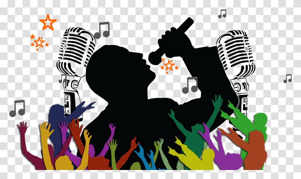 Karaoke Clipart Karaoke, Graphics, Person, Silhouette, Crowd Transparent Png