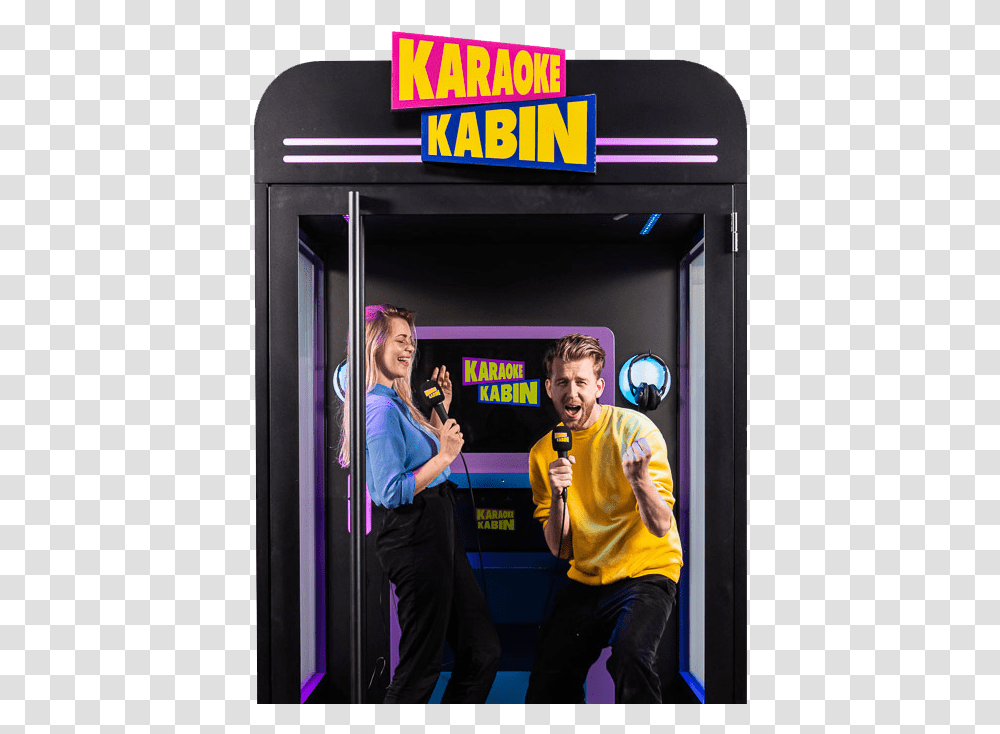 Karaoke Kabin Front Arcade Game, Person, Crowd, Machine, Audience Transparent Png