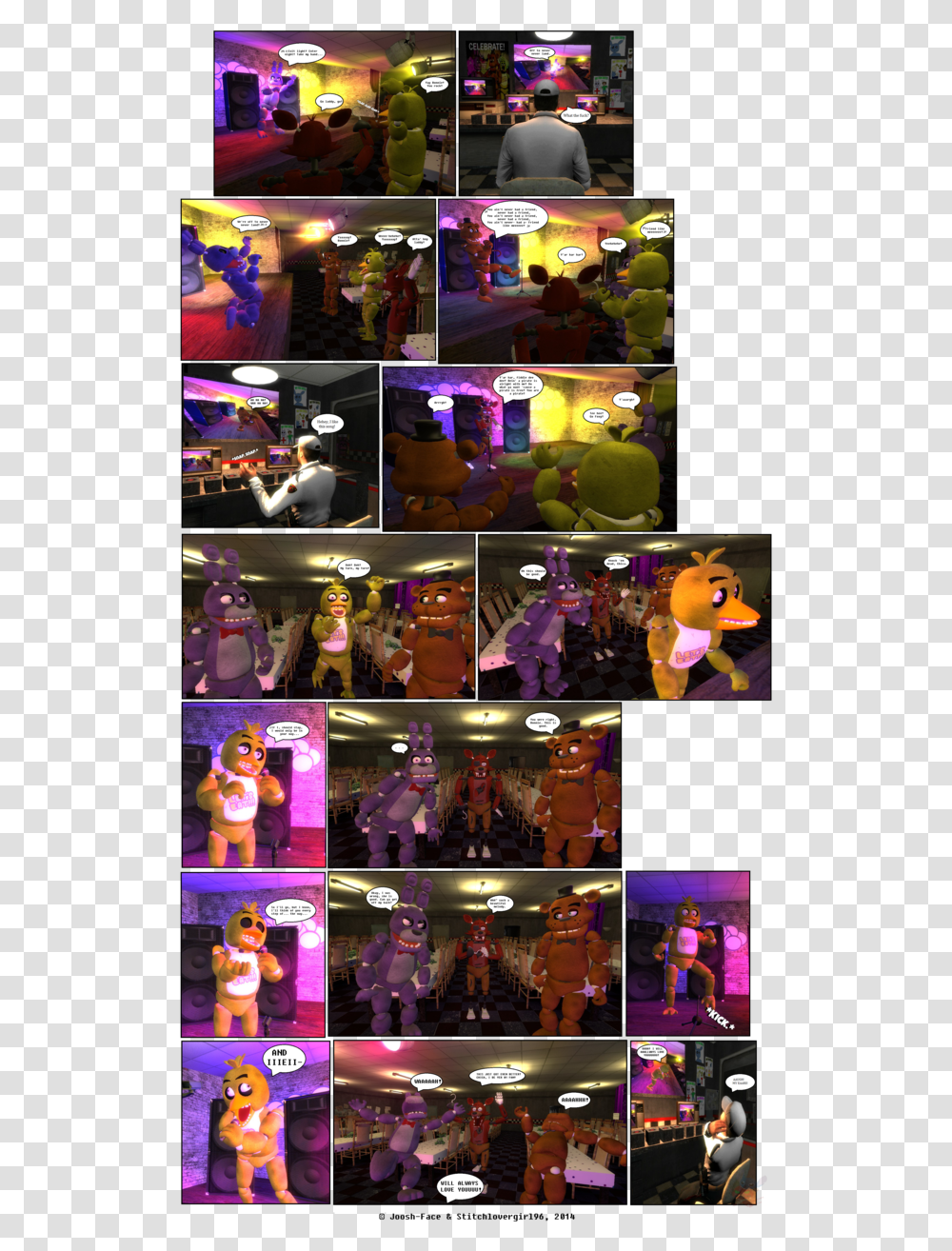 Karaoke Night And Freddy Fazbears Http Fnaf Gmod Comic, Person, Human, Toy, Collage Transparent Png