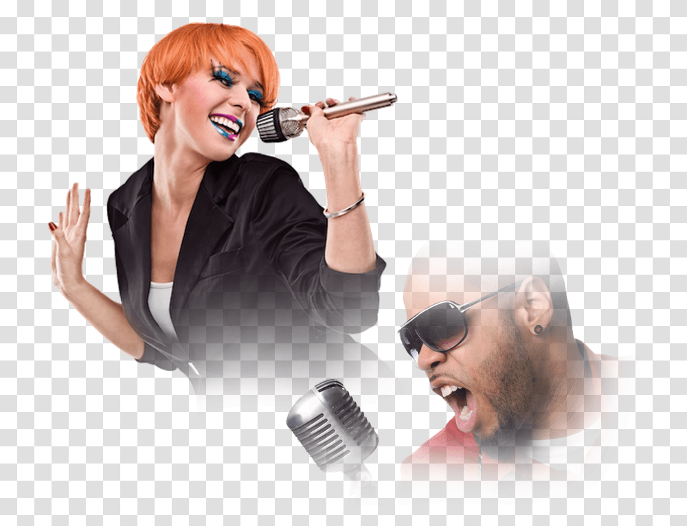 Karaoke Singers, Person, Sunglasses, Microphone, Electrical Device Transparent Png