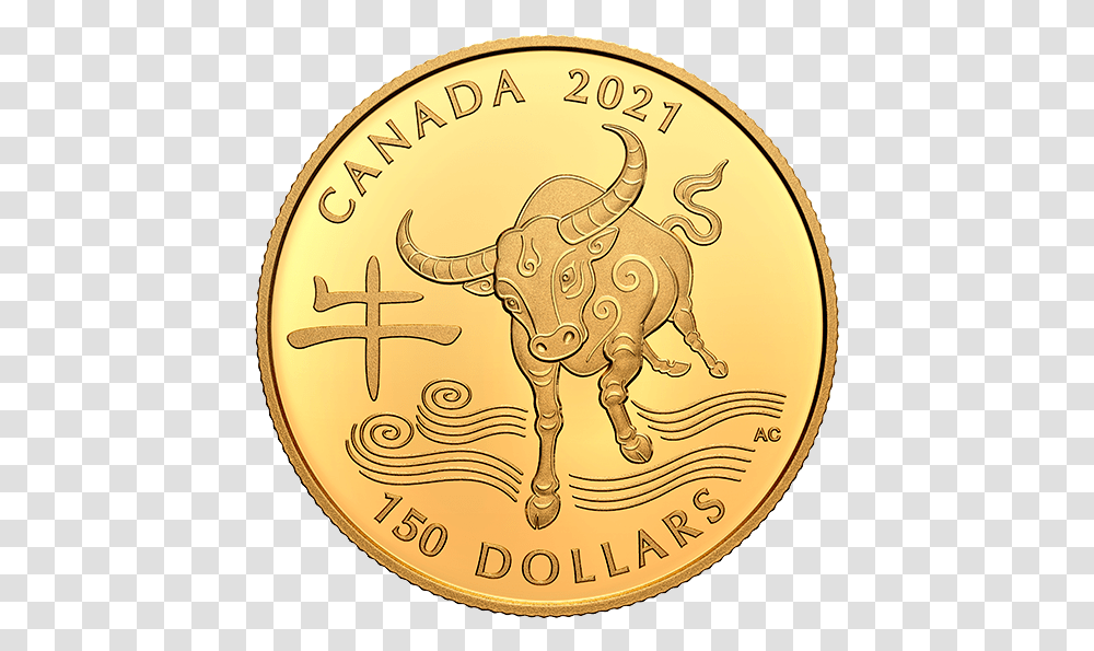 Karat Gold Coin Year Of The Ox Mintage 1500 2021 Year Of The Ox 2021, Money, Emblem, Symbol, Animal Transparent Png