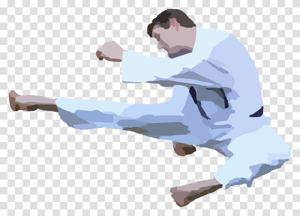 Karate Clipart Background, Person, Paper, Animal, Kicking Transparent Png