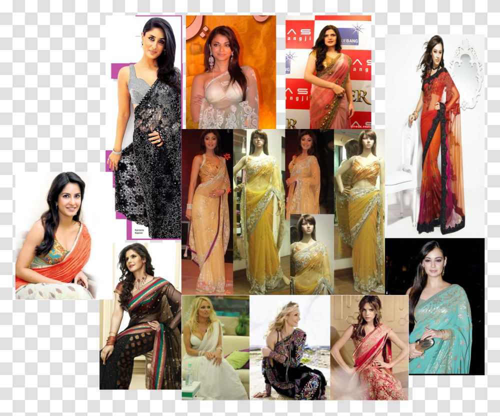 Kareena Kapoor In Saree, Person, Collage, Poster Transparent Png
