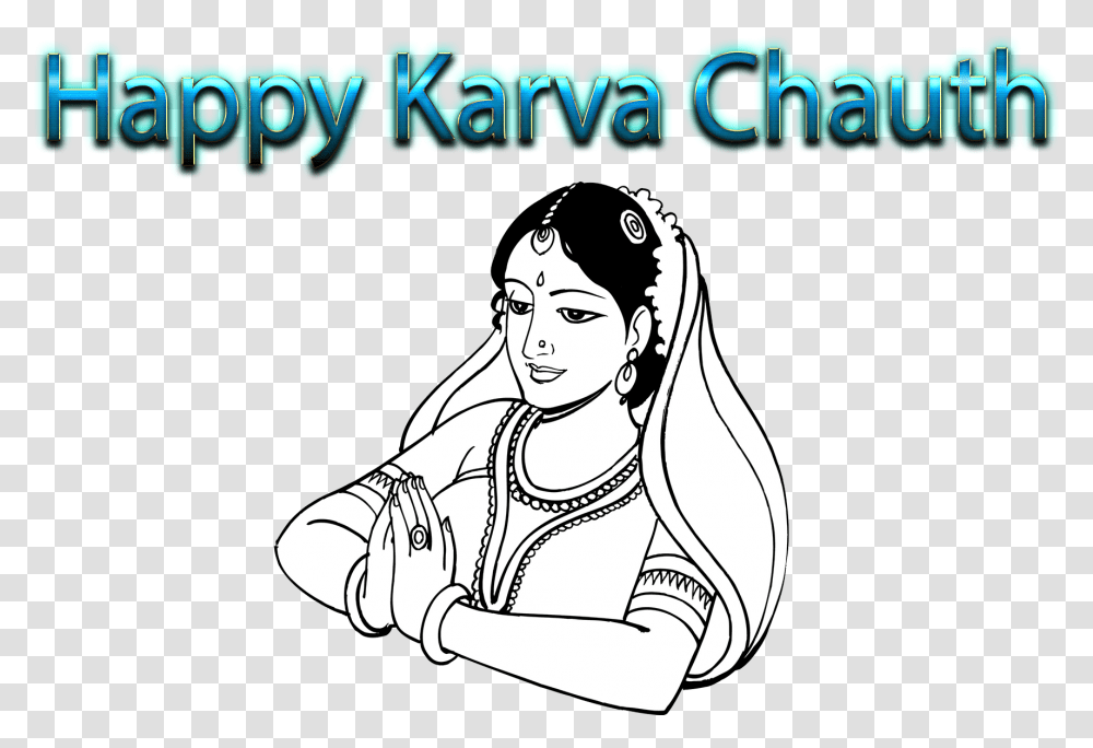 Karva Chauth 2018 Clipart Wedding Clipart Black Amp White, Person, Book, Comics, Female Transparent Png