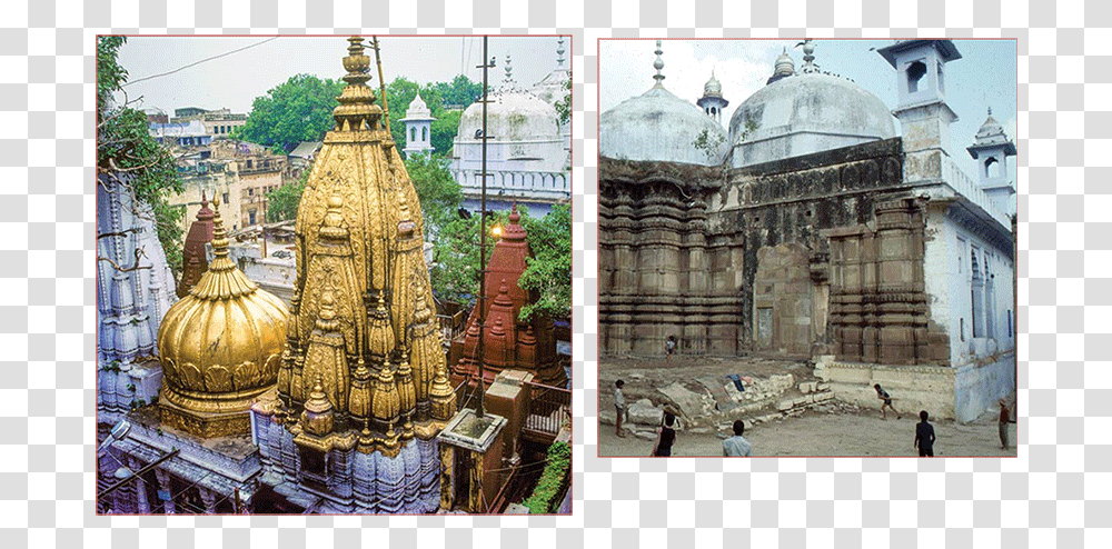 Kashi Vishwanath Temple And Masjid, Person, Building, Architecture, Collage Transparent Png