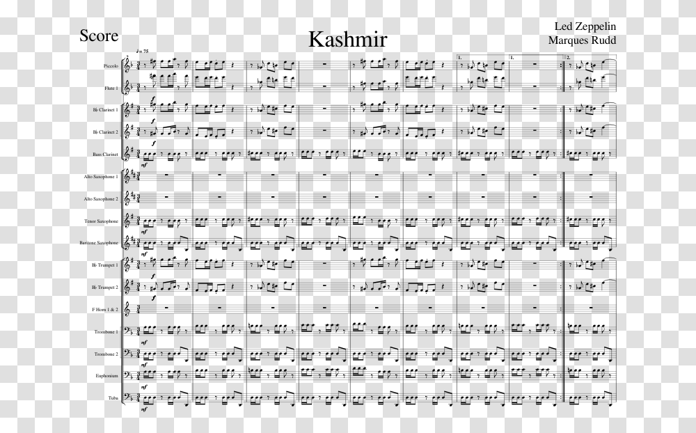Kashmir Sheet Music Composed By Led Zeppelin Marques Salsa Caliente Trumpet Sheet Music, Gray, World Of Warcraft Transparent Png