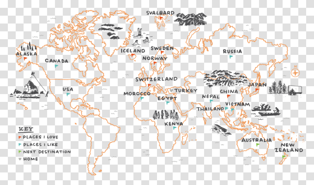 Kat Marshello Bizarre Journeys Travel World Map Map, Diagram, Atlas, Plot, Rug Transparent Png