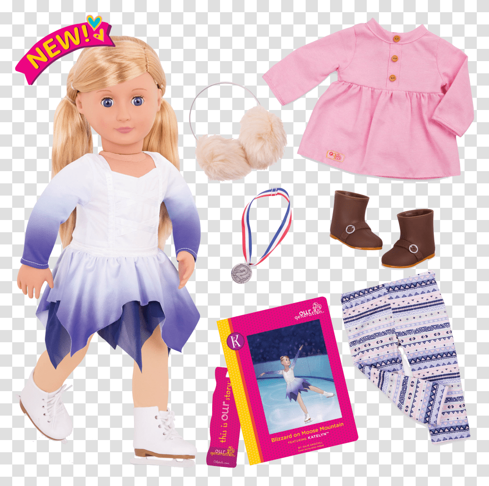 Katelyn Deluxe 18 Inch Figure Skater Doll With Book Our Generation Katelyn Doll, Person, Human, Toy Transparent Png
