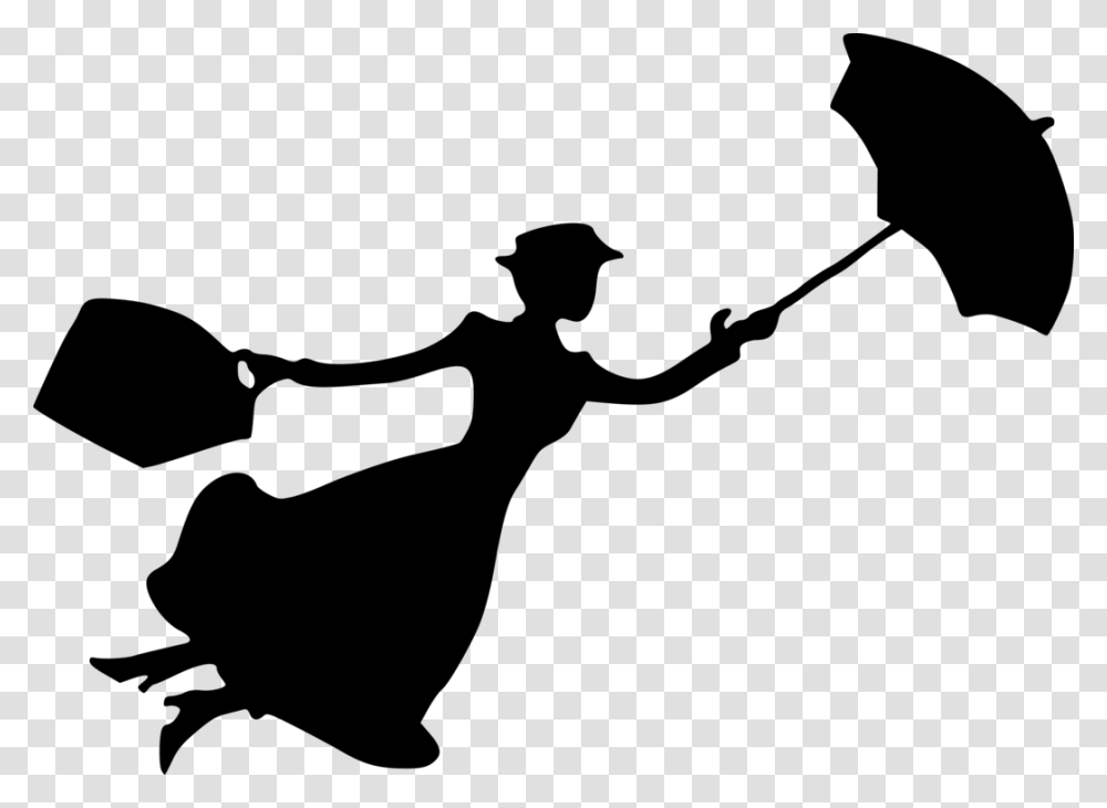 Katie Nanna Mary Poppins Silhouette Cherry Tree Lane, Gray, World Of Warcraft Transparent Png