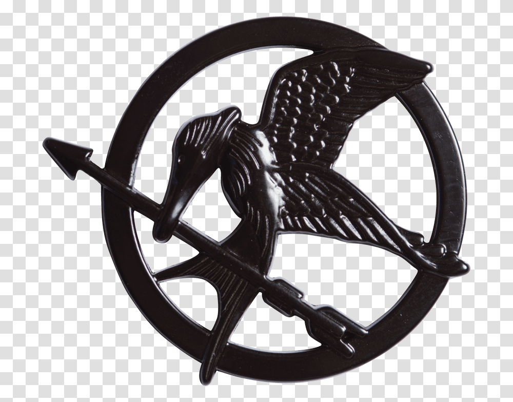 Katniss Black Mockingjay Pin Juegos Del Hambre Chapa, Emblem, Logo, Trademark Transparent Png