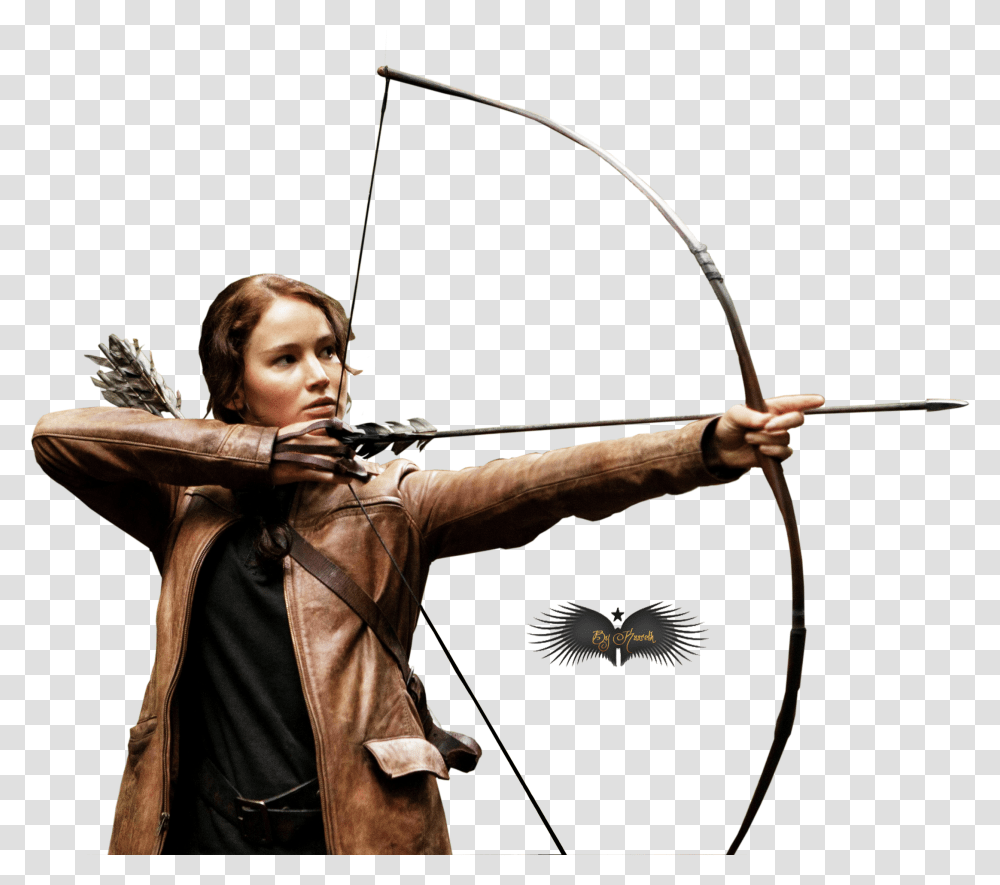Katniss Everdeen White Background Hunger Games, Bow, Person, Human, Archery Transparent Png