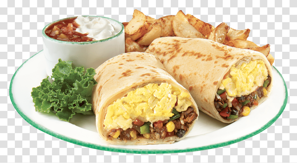 Katti Roll On Plate, Burrito, Food, Bread, Sandwich Transparent Png