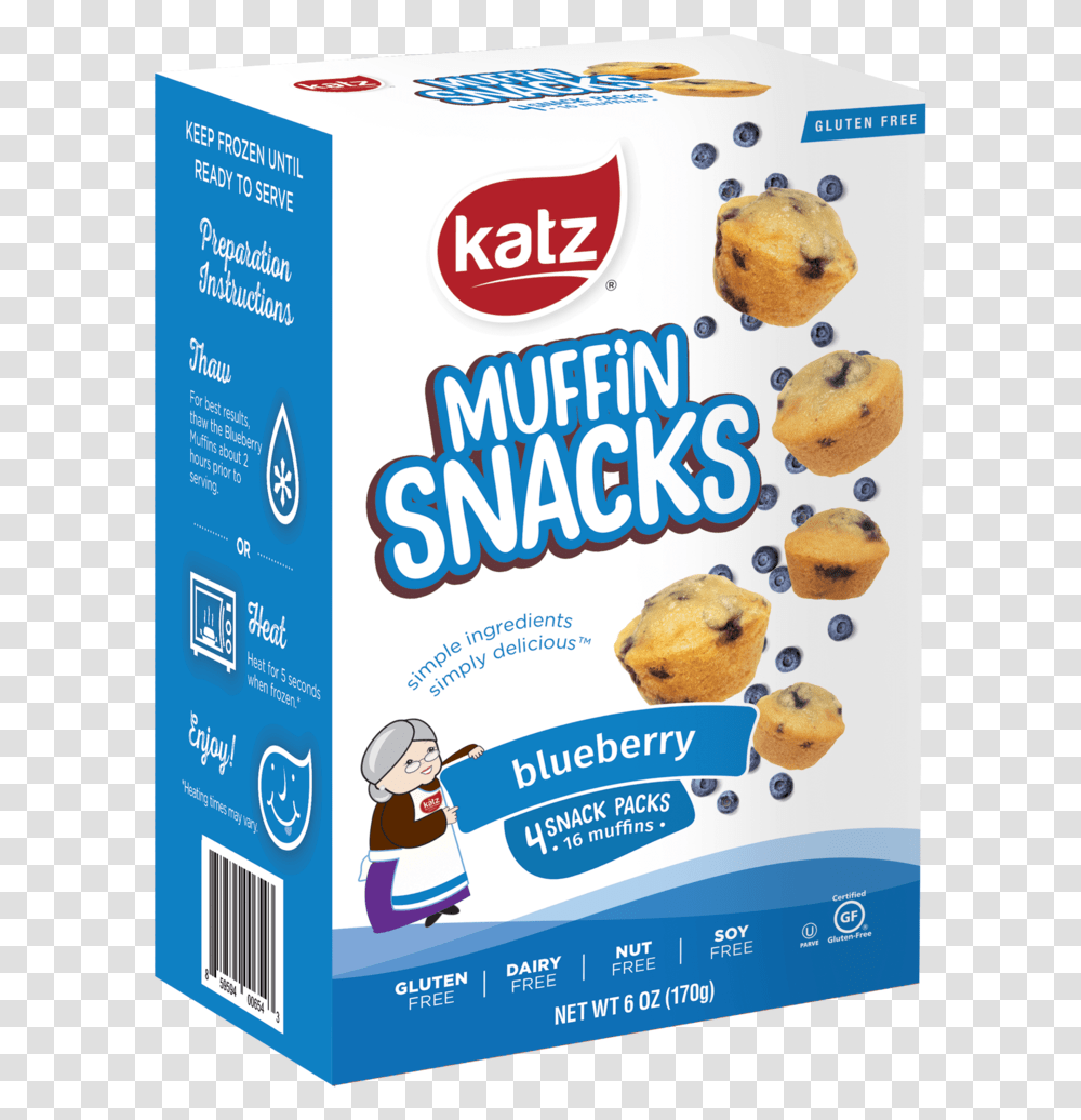 Katz Gluten Free Container Blueberry Muffin Snacks Gluten Free Snacks, Food, Poster, Advertisement, Flyer Transparent Png