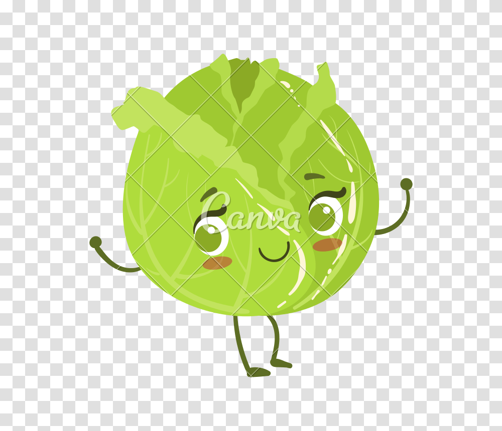 Kawaii Cabbage Cartoon, Plant, Vegetable, Food, Produce Transparent Png