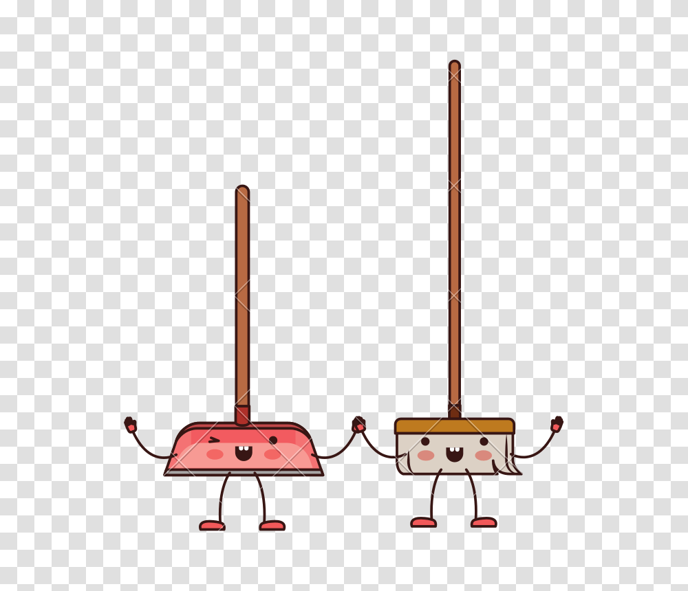 Kawaii Cartoon Broom And Dustpan, Bow Transparent Png