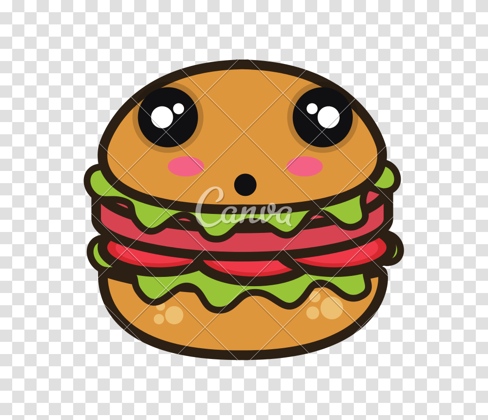 Kawaii Cartoon Burger, Food Transparent Png