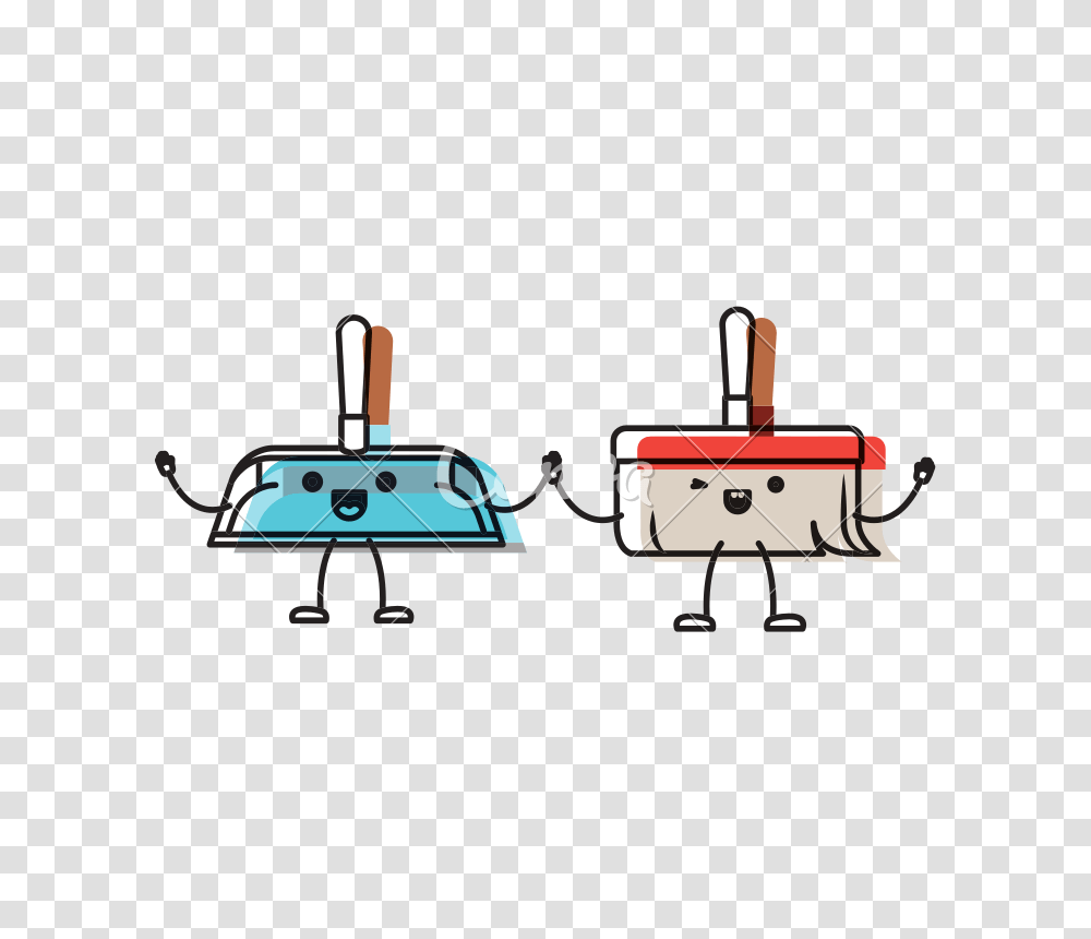 Kawaii Cartoon Hand Broom And Hand Dustpan Holding Hands, Label, Mailbox, Letterbox Transparent Png