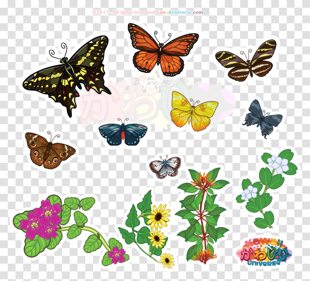 Kawaii Clipart Butterfly Free Gif Animation Butterflies Animated Gif, Plant, Graphics, Insect, Invertebrate Transparent Png
