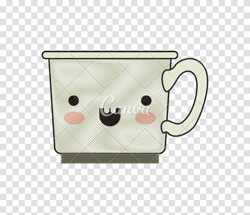 Kawaii Coffee Cup In Colored Crayon Silhouette, Pottery Transparent Png