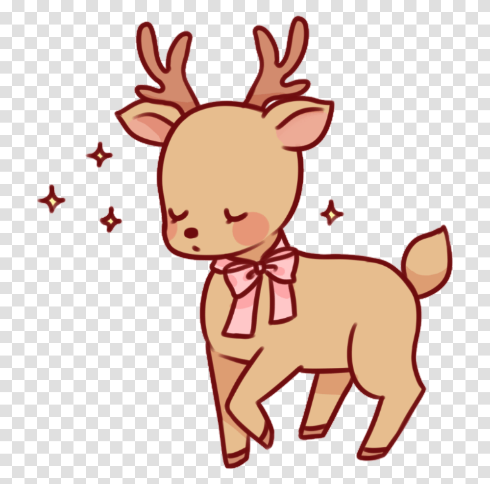 Kawaii Cute Cartoon Deer, Elf, Wildlife, Mammal, Animal Transparent Png
