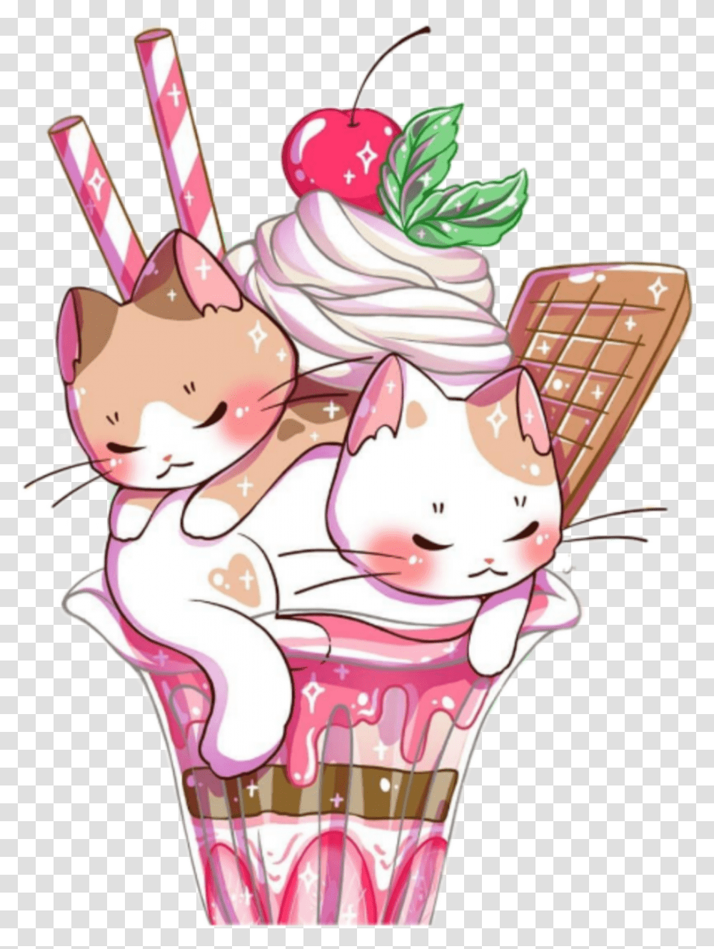 Kawaii Cute Cat Catto Kitten Kitty Kawaii Cute Cat Kittens, Cream, Dessert, Food, Creme Transparent Png