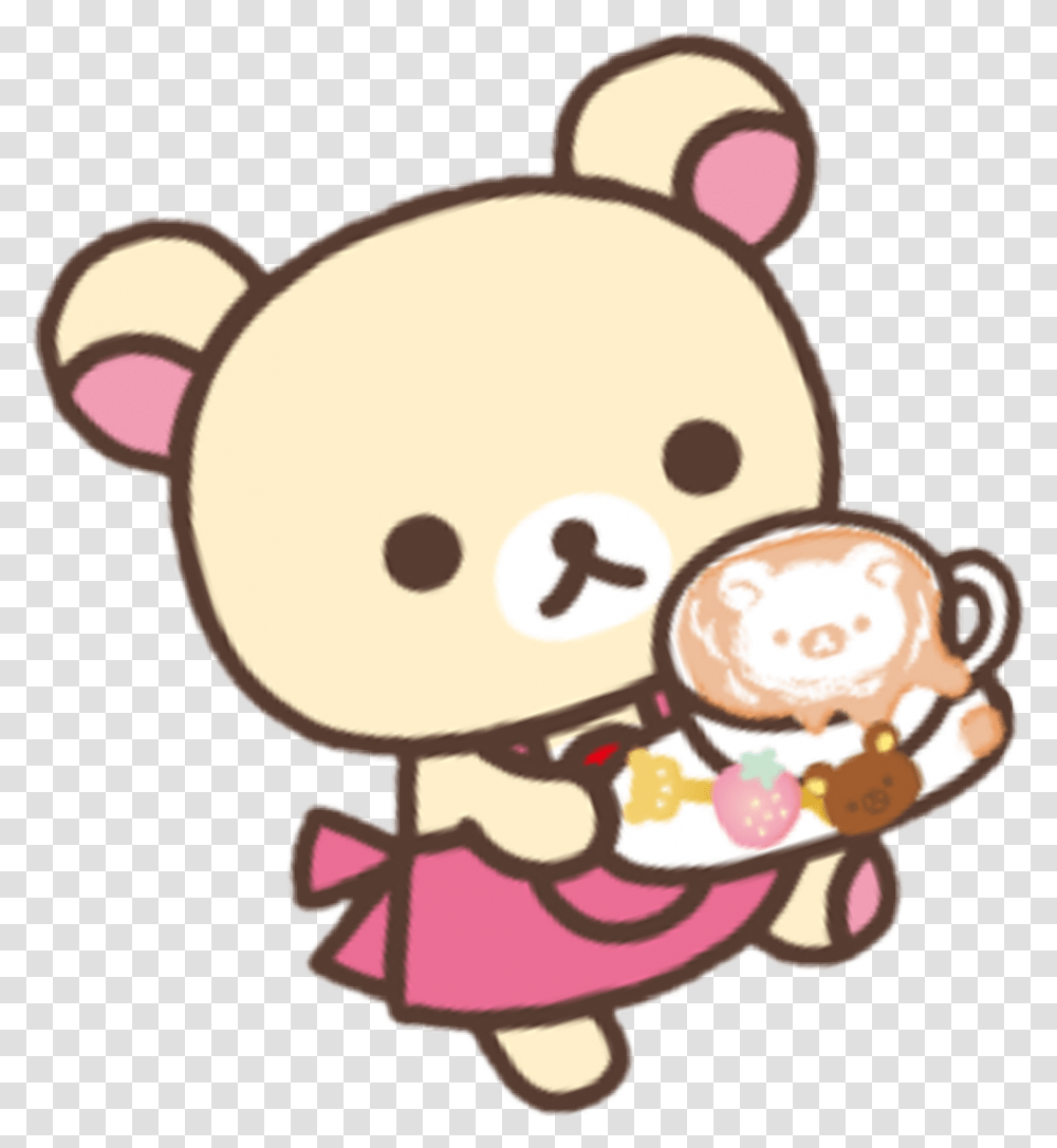 Kawaii Cute Coffee Teddybear Kiiroitori Sticker Rilakkuma, Cream, Dessert, Food, Creme Transparent Png