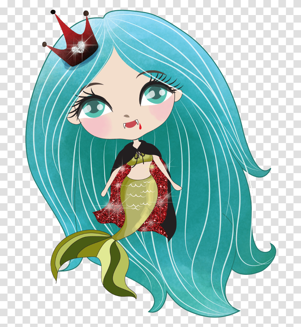 Kawaii Cute Halloween Sirena Mermaid Vampiro Illustration, Bird, Animal Transparent Png