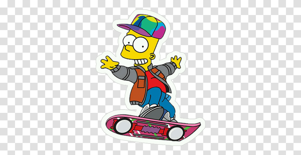 Kawaii Cute Simpsons Cartoon Overlay Sticke Bart Simpson Skateboard, Outdoors, Nature, Snow, Performer Transparent Png