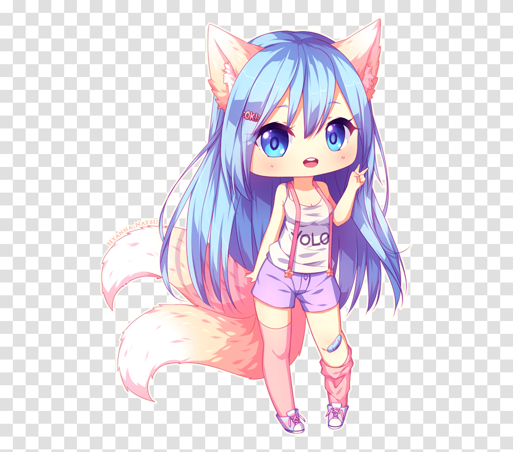 Kawaii Cute Wolf Girl, Comics, Book, Manga, Person Transparent Png