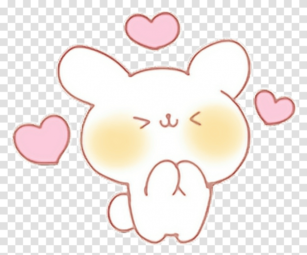 Kawaii Emoji Cute Bunny Rabbit Hearts Adorable Kawaii Cute Heart, Label, Cupid, Piggy Bank Transparent Png