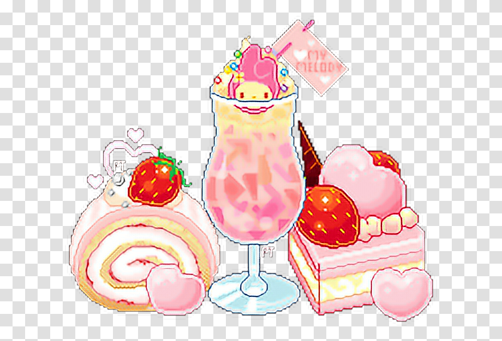 Kawaii Food Cute Sticker Pixel Art Pixels Girly Pixel Art Kawaii Food, Cream, Dessert, Ice Cream, Beverage Transparent Png