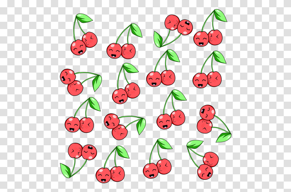 Kawaii Food Pattern Kawaii Food, Plant, Fruit, Cherry, Blueberry Transparent Png