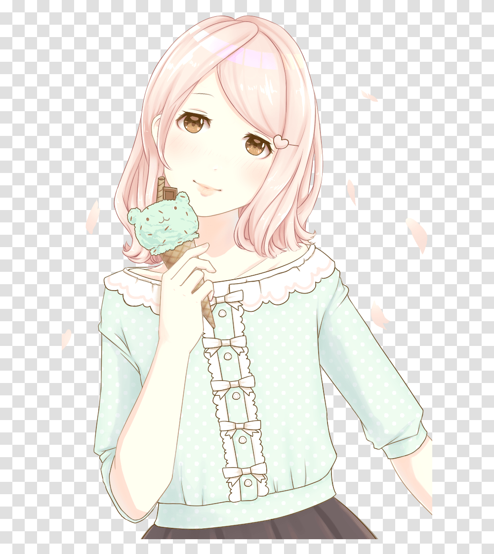 Kawaii Girl Anime Girl With Ice Cream Drawing, Comics, Book, Manga, Person Transparent Png