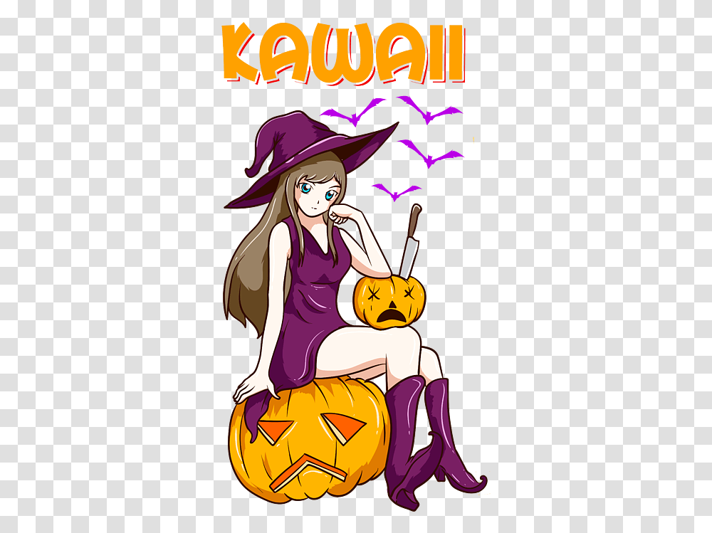 Kawaii Girl Halloween Anime Witch Waifu Fictional Character, Hat, Clothing, Apparel, Poster Transparent Png