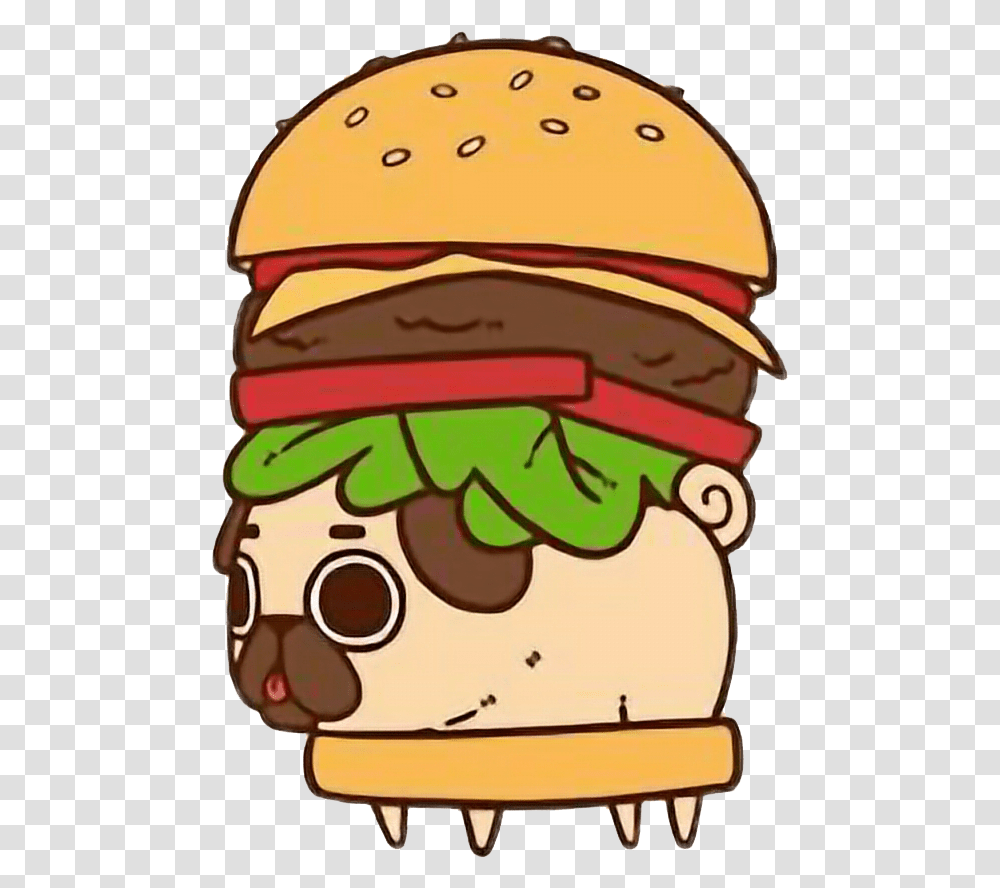 Kawaii Pug Clipart Puglie Pug Burger, Helmet, Apparel, Food Transparent Png