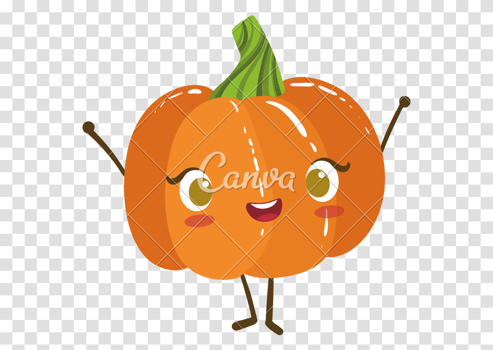 Kawaii Pumpkin Cartoon Icons By Canva Pumpkin With Arms And Legs, Plant, Vegetable, Food, Balloon Transparent Png