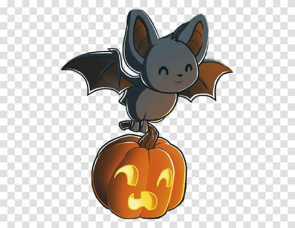 Kawaii Pumpkin Kawaii Bat, Halloween, Mammal, Animal, Vegetable Transparent Png