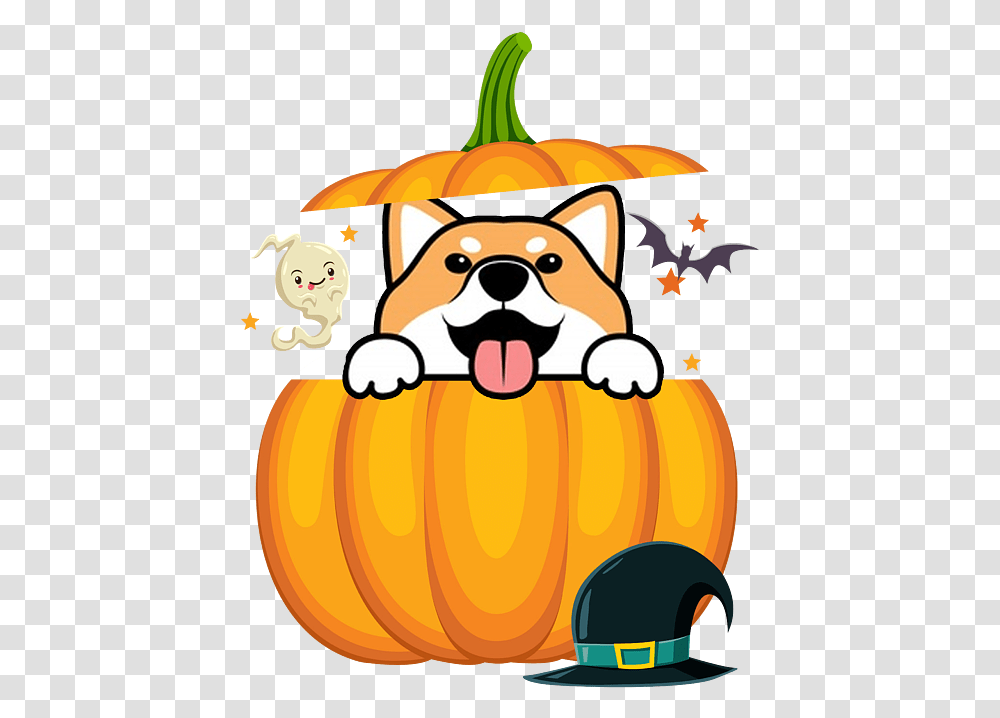 Kawaii Shiba Inu Dog Pumpkin Japanese Anime Halloween Gift Tshirt Coffee Mug Happy, Vegetable, Plant, Food, Label Transparent Png