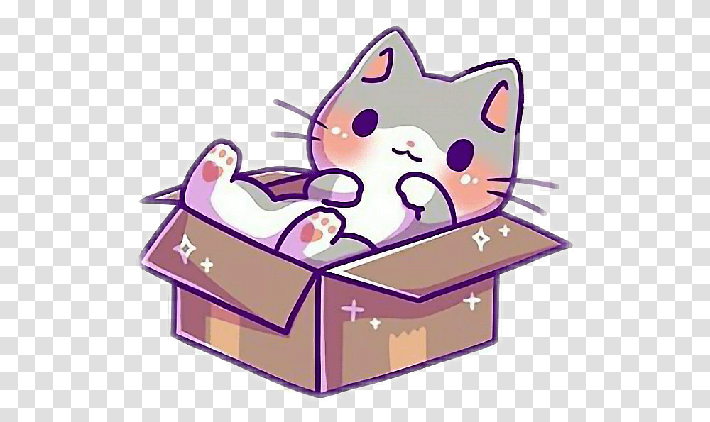 Kawaii Sticker Anime Cute Kawaii Cat, Bird, Animal, Box, Graphics Transparent Png