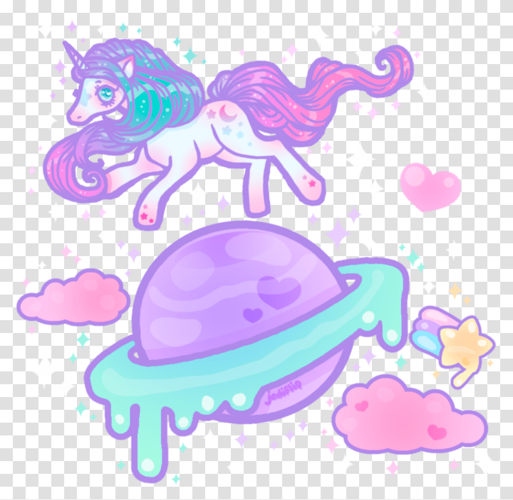 Kawaii Unicorn Horse Fantasy Moon Magic Pastel, Sea Life, Animal, Reptile, Invertebrate Transparent Png