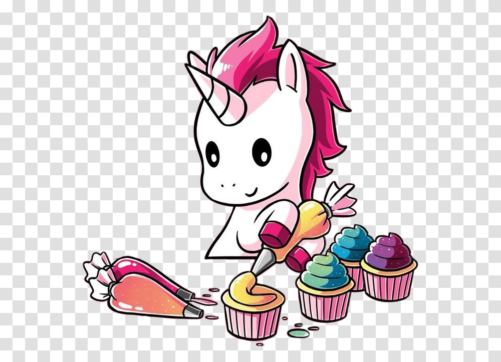 Kawaii Unicornio Unicorn Kawaiiunicorn Cupcake Unicorn Eating A Cupcake, Sweets, Food, Confectionery Transparent Png