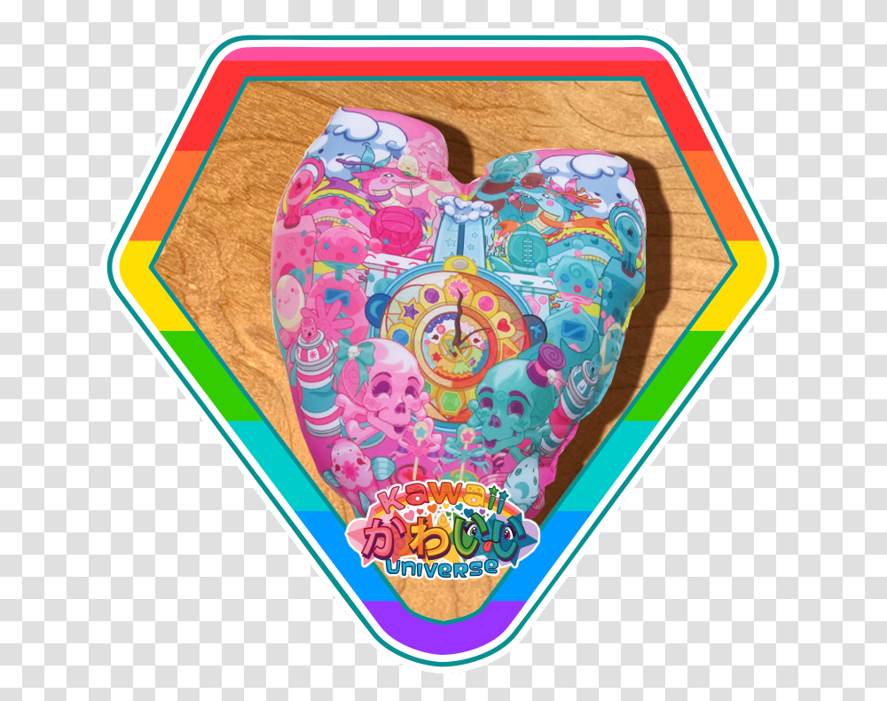 Kawaii Universe Cute Heart Crest Pink N Teal Pillow Kawaii Universe, Rug, Label, Mat Transparent Png