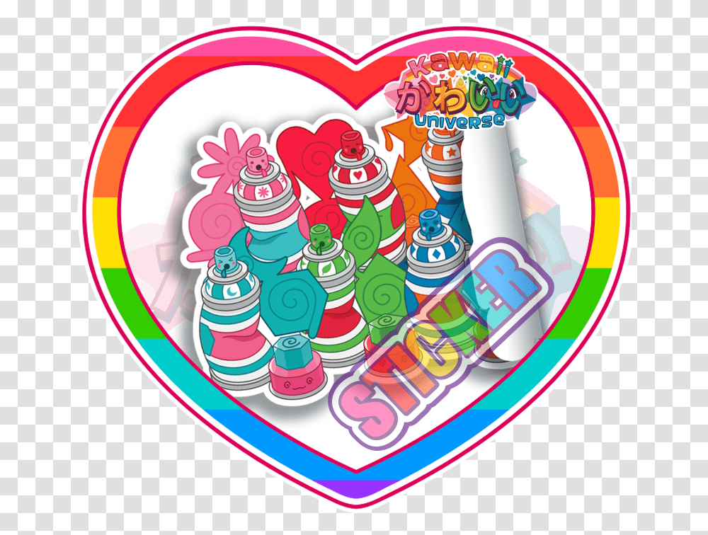 Kawaii Universe Cute Rainbow Spray Paint Cans Spectrum Cute Design Sticker, Food, Meal, Label Transparent Png