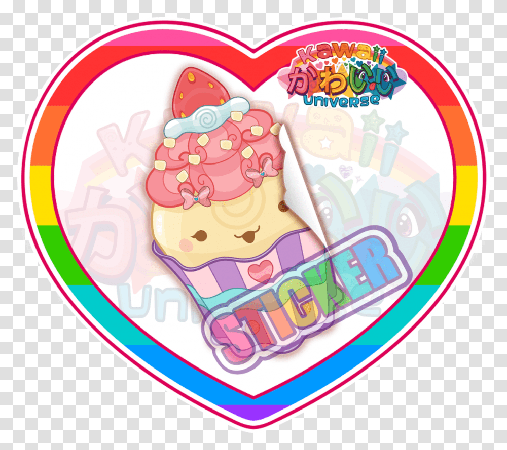 Kawaii Universe Cute Strawberry Cupcake Sticker Verbotsschilder, Cream, Dessert, Food, Creme Transparent Png